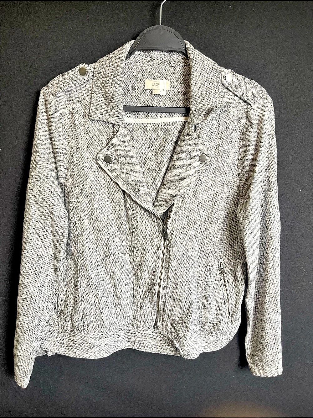 Loft Moto Jacket in Gray & White Size Medium